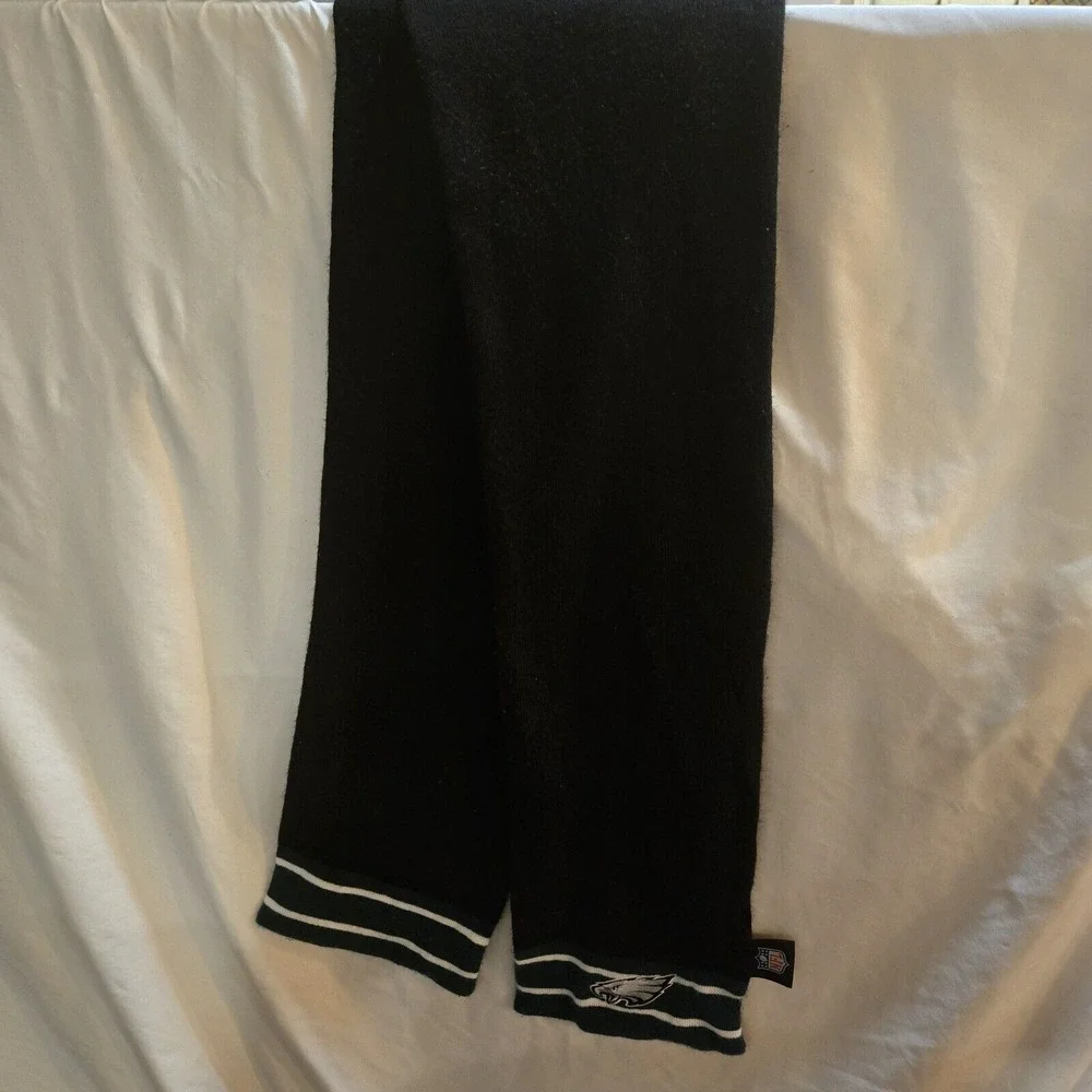 Vintage Philadelphia Eagles Scarf Black,‎ Green & White Stripe W/Eagle 70